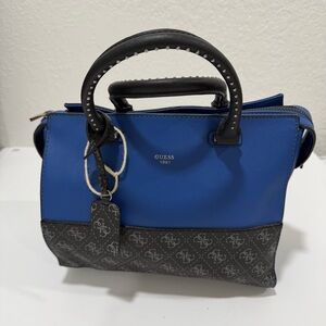 GUESS Hailey Small Satchel in the Indigo Multi Colorway Rocker Glam Modern Edgy